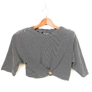 Vintage Calabasas California B&W Striped Crop Top